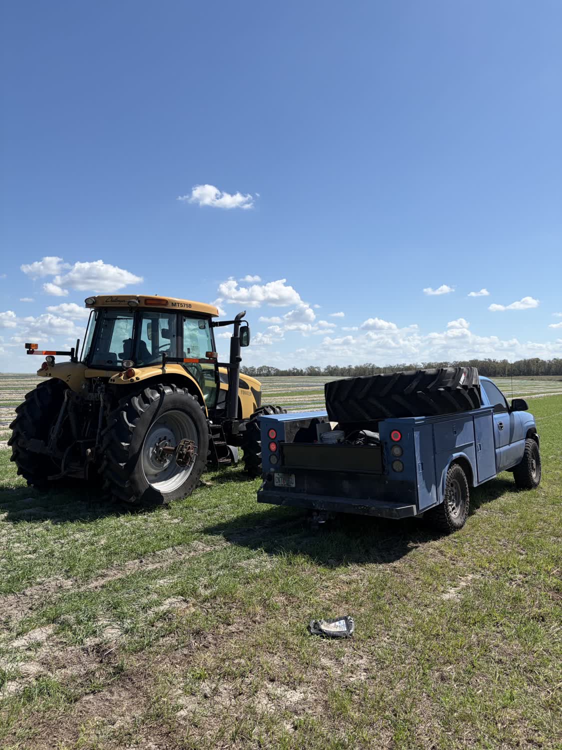 Challenger tractor tire service in a field near Archer FL